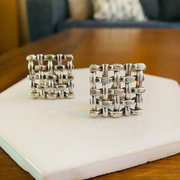 Vintage Kreisler Craft Silver Tone Woven Cufflinks - Picture 5 of 6